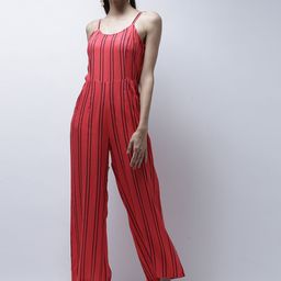 Zastraa Red Striped Culotte Jumpsuit-image-79