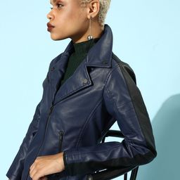 Roadster Women Navy Blue Solid Tailored Jacket-image-36