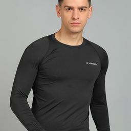 KOBO Men Solid Compression Dry Fit Gym T-shirt-image-5