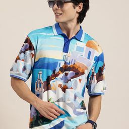 HERE&NOW Printed Polo Collar Pure Cotton T-Shirt-picture-18