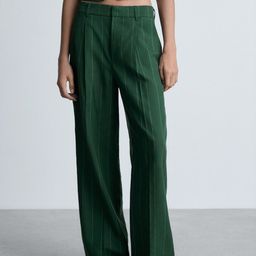 MANGO Women Pinstriped Wide Leg Formal Trousers-image-47