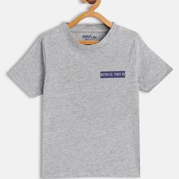 METRO KIDS COMPANY Boys Grey Melange Solid T-shirt with Printed Detail-image-74