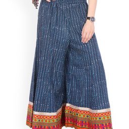 Varanga Women Blue Printed Flared Palazzos-image-9