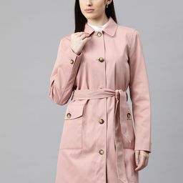 Marks & Spencer Spread Collar Front Open Belted Longline Coat-9