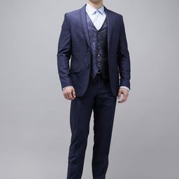 Van Heusen Slim Fit Self Design Single-Breasted Three-Piece Party Suits-picture-57