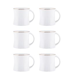 SONAKI Set of 6 White Bone China Tea Cups With 24K Gold Print image 2
