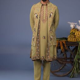 KALPRAAG Men Floral Embroidered Regular Sequinned Kurta with Trousers & With Dupatta-picture-18