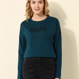 U.S. Polo Assn. Women Typography Printed Round Neck Cotton Oversized T-shirt-image-25