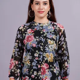 JC4U Women Floral Printed High Neck Top-image-52