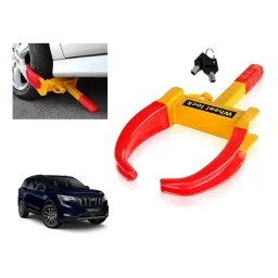 Auto Pearl Claw Type Adjustable Anti Theft Yellow, Red Wheel Clamp Lock for Mahindra XUV 700 2022-17