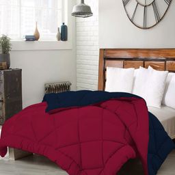 CHICERY Maroon & Blue Geometric Microfiber AC Room Single Bed Comforter-8