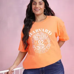 DressBerry Curve Plus Size Varsity Print Pure Cotton Oversized T-shirt-picture-36