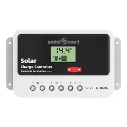amiciSmart Solar Charge Controller 10 Amp 12 V/24 V with USB Port for Lead Acid & Lithium Batteries 0.26 kW, 1x10A-SOLAR-CTRL-3