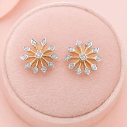 Mia by Tanishq 9KT Gold Diamond Earrings Whimsy Bloom Earrings - 1.354 g-picture-27