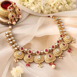 Rubans 22K Gold-Plated Kundan-Studded & Beaded Jewellery Set-58