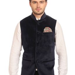 Wintage Navy Velvet Nehru Jacket-15