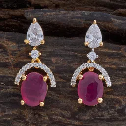 Kushal's Fashion Jewellery Rhodium-Plated Teardrop Shaped Zircon Drop Earrings-image-69