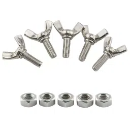 Mec Size M6x16 mm Wing Butterfly Bolt Screw with Hex Nut for Tighten, MEC0022 (Pack of 10 Pcs)-2
