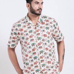 Kartikeya Jaipur Men Straight Fit Cuban Collar Conversational Printed Cotton Casual Shirt-image-93
