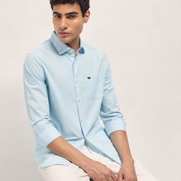 THE BEAR HOUSE Men Spread Collar Pure Cotton Slim Fit Shirt-image-99