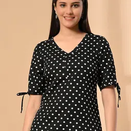 MEESAN Geometric Printed Monochrome Tie-Ups Detail Top-image-59