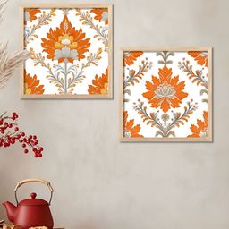 Kotart Brown & White 2 Pieces Madhubani Printed Wooden Wall Paintings-image-95