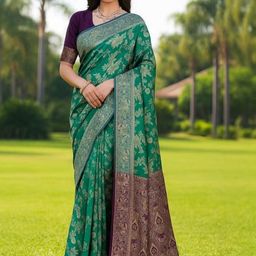 Moda Rapido Teal Woven Design Silk Cotton Kanjeevaram Sarees-picture-48