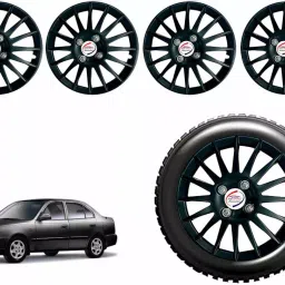 Auto Pearl CBK01 R14 35.56 cm (14 Inch) Press Type Wheel Hubcap with Retention Ring Glossy Black Wheel Cover for Accent (Set of 4)-image-80