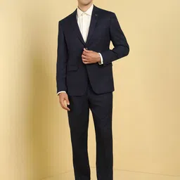 Allen Solly Textured Slim Fit Single-Breasted Two Piece Formal Suit-image-41