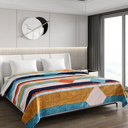 Monte Carlo Blue & Red Striped Heavy Winter 900 GSM Double Bed Blanket-16