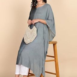 CORSICA Women Dyed Crepe Kaftan Kurta-picture-23