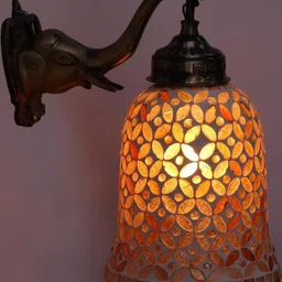 SOMIL Gold-Toned Printed Glass Cylinder Shaped Wall Lamp image 5