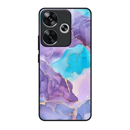 QRIOH Quirky Alcohol ink Marble Poco F6 5G Real Glass Back Case-23