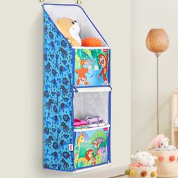Babyhug Multipurpose Foldable Hanging Organizer Jungle Baby Print - Blue-image-10