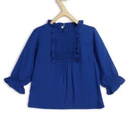 Chuppan Chupai Full Puffed Sleeves Bodice Pleated & Frilled Neckline Top - Blue-image-88