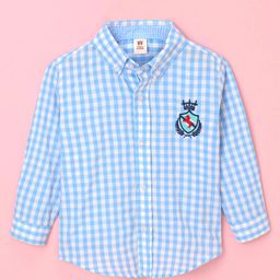 ToffyHouse 100% Cotton Woven Full Sleeves Checked Shirt - Blue-image-49