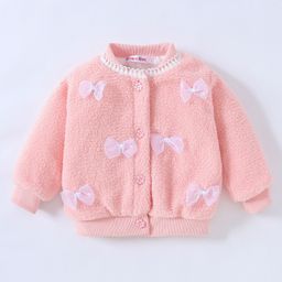Kookie Kids Full Sleeves Jacket With Bow Applique - Pink-image-56