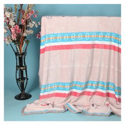 Kidlingss Rope Printed Stripes Pattern Single Bed Fleece Blanket - Beige-11