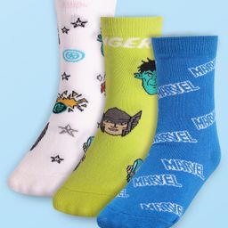 Cute Walk by Babyhug Marvel   Anti-Bacterial Ankle Length  Avengers Graphics Pack of 3- Blue & Green White-image-75