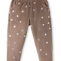 Babyhug Full Length Fleece and Woollen Lounge Pant With Star Design - Beige-picture-10