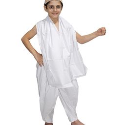 Kaku Fancy Dresses Mahatma Gandhi National Hero Freedom Fighter Republic Day & Independence Day Theme Costume Set - White-image-10