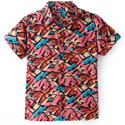Pine Kids Viscose Woven Half Sleeves Abstract Printed Shirt - Multicolor-image-4