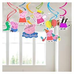 Zyozi Peppa Pig Theme Swirls Hanging, Peppa Pig Swirls for Decoration - Pig Swirls for Decoration Multicolor - 6 Pcs-24