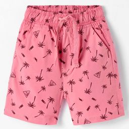CUCUMBER Cotton Woven Above Knee Length Shorts with Tree Prints - Pink-image-17