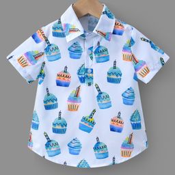 Mark & Mia Half Sleeves Shirt With Cup Cake Print - White-image-27