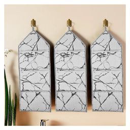 Kuber Industries Pack of 3 Wall Hanging Organizer | Hanging Stationary-Magazine Organizer | Foldable Document Holder | 3 Multi-Purpose Storage Pocket | Marble-Design | Light Grey-image-43