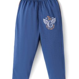 Tango Single Jersey Knit Full Length Lounge Pant with Text Print - Royal Blue-image-25