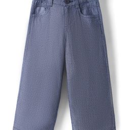 Under Fourteen Textured & Checked Flared Jeans - Blue-image-64
