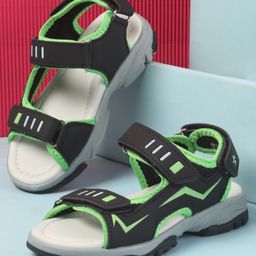 Cute Walk by Babyhug Sandals with Velcro Closure - Black & Green-image-67