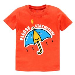 KAVEE Pure Cotton Half Sleeves Please Stay With Me Text & Umbrella Printed Bio Washed Tee - Orange-picture-27